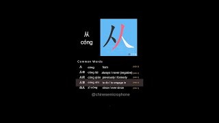 【从】Learn Chinese Vocabulary in One Minute.Today we learn to write "从”.#chinesewriting  #hsk