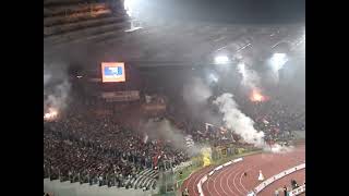 Roma - Inter 2005/2006 - ultras Roma - inno coreografia tifo e striscioni - curva sud in azione