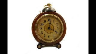 1898 Antique German Alarm desk clock by Gebrüder Junghans #AntiqueClocksDepot