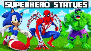 I cheated with SUPERHERO Statue House Build Battle In Minecraft!