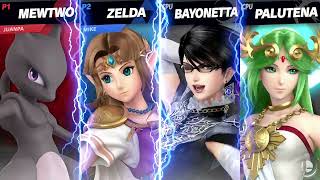 Super Smash Bros. Ultimate Shadow Mewtwo vs TP Zelda vs Bayonetta vs Palutena Gameplay HD