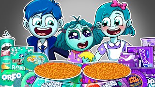 ENVY Family - Inside Out 2 Convenience Store Purple Blue Food Mukbang Animation | ASMR