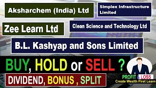 Simplex Infr. | Clean Science | B.L. Kashyap & Sons | Zee Learn Ltd| Aksharchem #stocks #nse #share