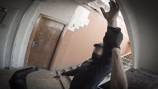 I didn't expect to encounter a guard in abandoned building