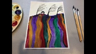 Рисуем гуашью осенние поля. Для детей от 5 лет| We paint autumn fields with gouache (from 5 yrs old)