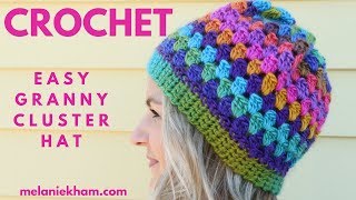 Easy Granny Cluster Crochet Beanie - Beginner Friendly