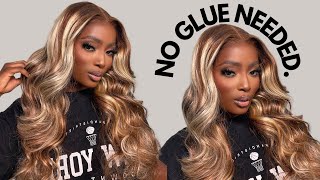 PRE CUT BLONDE HIGHLIGHT CLOSURE WIG INSTALL | NO GLUE NEEDED | BEGINNER FRIENDLY | YOLISSA HAIR