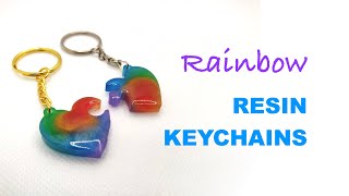 Easy resin keychains : rainbow DIY tutorial