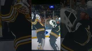 Ullmark and Swayman Goalie Hug Bruins win 4-0!! 2/8/24 #hockey #bruins #nhl