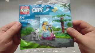 LEGO City 30639 (Girl on scooter with dog). Unboxing and slow pace building,