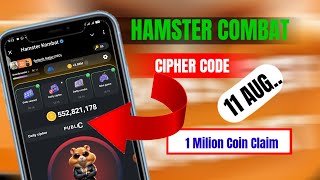 hamster Combat // Today Cipher Code // Claim 1 MILION Coin 🪙 // #hamsterkombat #ciphercodes