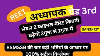 रीट L2 संस्कृत में कितनी बढ़ेगी फाइनल कटऑफ 2गुना से 1गुना में 100%सटीक विश्लेषण।Reet sanskrit result