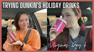 Trying Dunkin's Holiday Drinks 2020 *MOM'S REACTION WAS PRICELESS* 🎄 VLOGMAS DAY 4 🎄