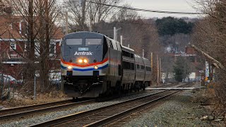 Amtrak 449 at Cherry Street in Ashland with lots of horn. Ft: Phase III Heritage Unit 145