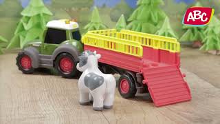 Tractor Simba ABC Fendt Animal Trailer 30 cm cu lumini, sunete, remorca si figurina