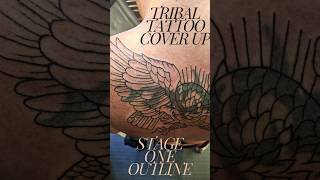 Tribal back tattoo cover up with traditional eagle #tattoo #coveruptattoo #colourtattoo #artist