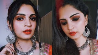 Navaratri makeup look 2020 I Black Smokey eye navaratri makeup look