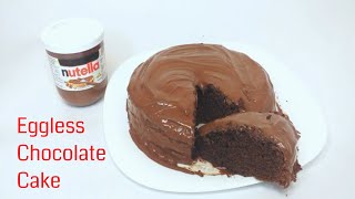 Moist Eggless Chocolate cake | Nutella