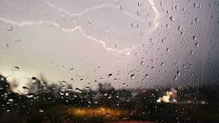 Rain outside the window. Thunder and lightning. Video for relaxation.1 hour