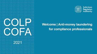 Welcome | Anti-money laundering for compliance professionals (Compliance Officers Conference 2021)