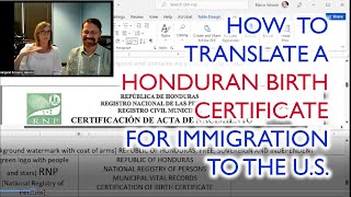 How to Translate a Honduran Birth Certificate into English for Immigration