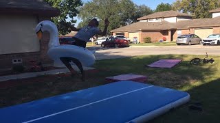 Dorian Flipping In A Pool Floaty