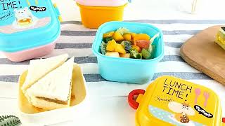 Cute Portable Colorful Cartoon Lunch Box Microwaveable Kids 2 Layer Food Fruit Container Picnic