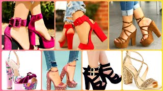 Elegantes y hermosos zapatos de plataforma con tacón medio en bloque para mujer