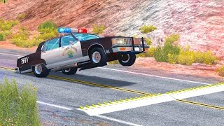 SPIKE STRIPS + BOLLARD = FUN #8 - BeamNG Drive