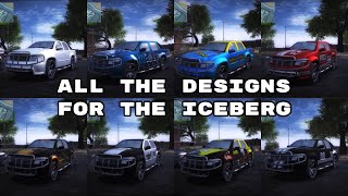 All the designs for the Iceberg in MadOut Open City