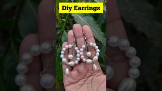 Handmade Pearl White Earrings #shorts #handmadeearrings #diyearrings#pearljewellery#jewellerymaking