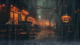 Cozy Fall Coffee Shop Ambience & Heavy Rain ☕ Smooth Piano Jazz Music for Studying ~ Rain Sounds