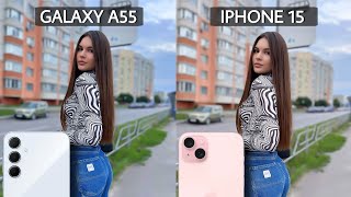 Galaxy A55 VS Iphone15 Camera Test Comparison ! Crazy Result