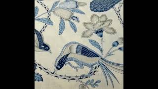 SOLD - 4 Yards Schumacher Campagne Fabric 55" x 154" Birds Peacock Bugs Flower Thorns