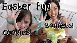 Easy Easter cooking and craft activities for kids 2017. Cookies and bonnets!