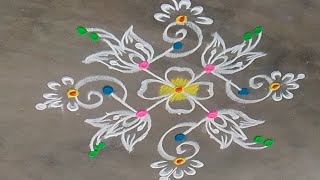 5 dots simple rangoli designs 🌼daily rangoli 🌼beginners rangoli 🌼apartment rangoli 🌼small muggulu