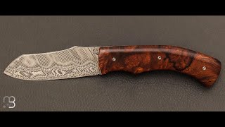 Couteau custom par Joël Grandjean - Bois de fer d'Arizona et damasteel