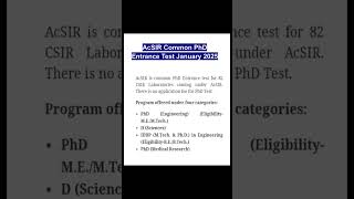 AcSIR Common PhD Entrance Test January 2025#Common PhD Entrance Exam 2025#research# applyonline