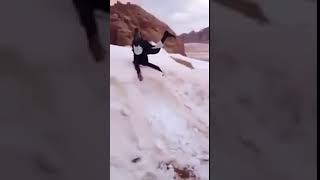 Funny arab reaction to the first snow IN 112 YEARS