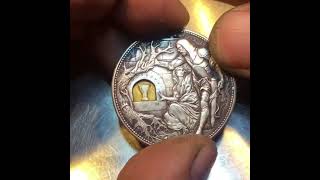 Modified 1921 US 1 Dollar Coin with a sword that unlocks the secret vault