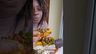 Nigerian Street food! roasted bole and fish with palm oil sauce and Bell peppers