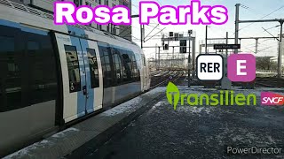 Trains - RER Ligne E : Départ d'un UM de Z 50000 en Gare de Rosa Parks .