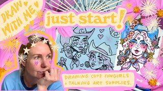 Draw with me • Cute cowgirls and cheap (*sometimes*) art supplies