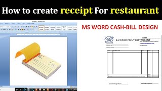 How to create receipt in ms word || Printable Restaurant Bill Design in ms word || ms word learn