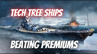 Wows Blitz Tech Tree ships beating premiums - all tiers and classes, and no pay to win!