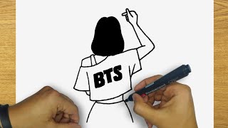 BTS Girl Drawing Tutorial | Easy Step-by-Step Guide