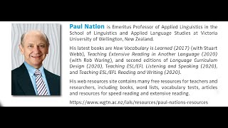 Principles of learning vocabulary(and anything else) by Emeritus Professor Paul Nation