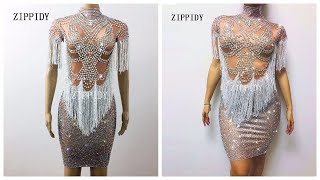 Покупаем одежду со скидками на AliExpress - Блестящее вечернее платье с кристаллами