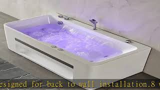 Weibath 59'' Modern Acrylic Alcove Whirlpool Bathtub Rectangular Water Massage Bathtub Chromatherap