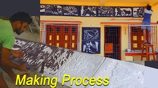 Clay wall mural art making easy technique | fiber wall relief mural making process | Art Tech